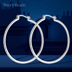 Moissanite Hoop Earrings 925 Sterling Silver 40MM Large Huggie Hoop Earring for Women Hypoallergenic Gold Plated Big Earrings