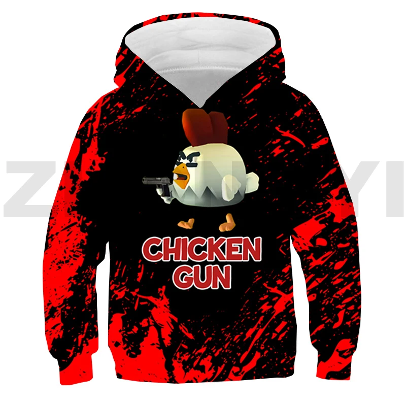 Children Chicken Gun Hoodie Tracksuit Men Harajuku Anime Clothes Boys Sports Lounge Wear 3D Print Game Chicken Gun Streetwear