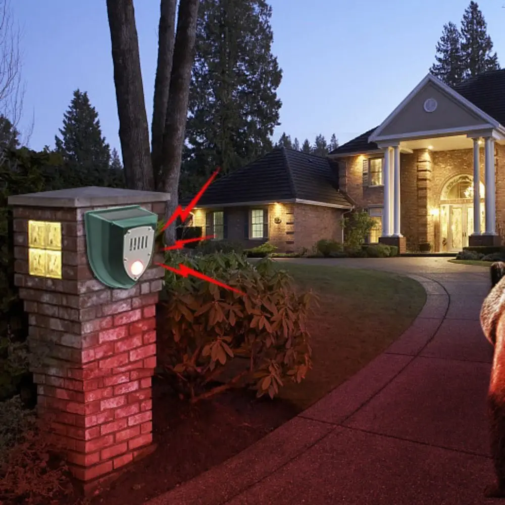 Weatherproof Solar Motion Sensor Alarm Solar Powered Waterproof Deer Away Device Infrared Detection Security Alarm System