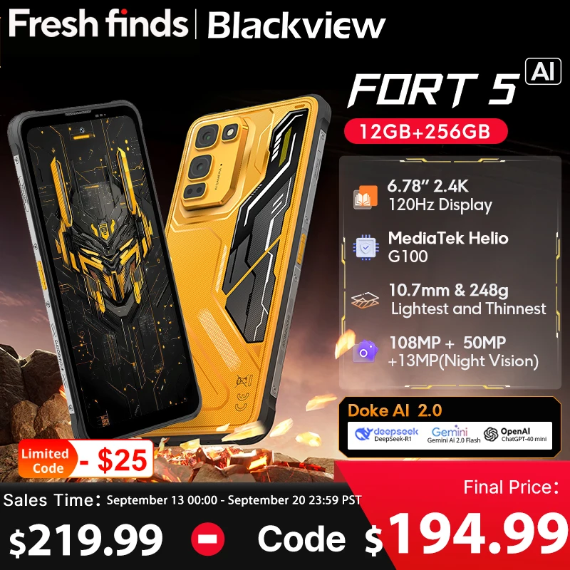 Blackview Fort 5 Rugged SmartPhone 6.78-inch 2.4K Display 108Mp Camera Imaging Flagship  2W BOX Speaker Cellphone