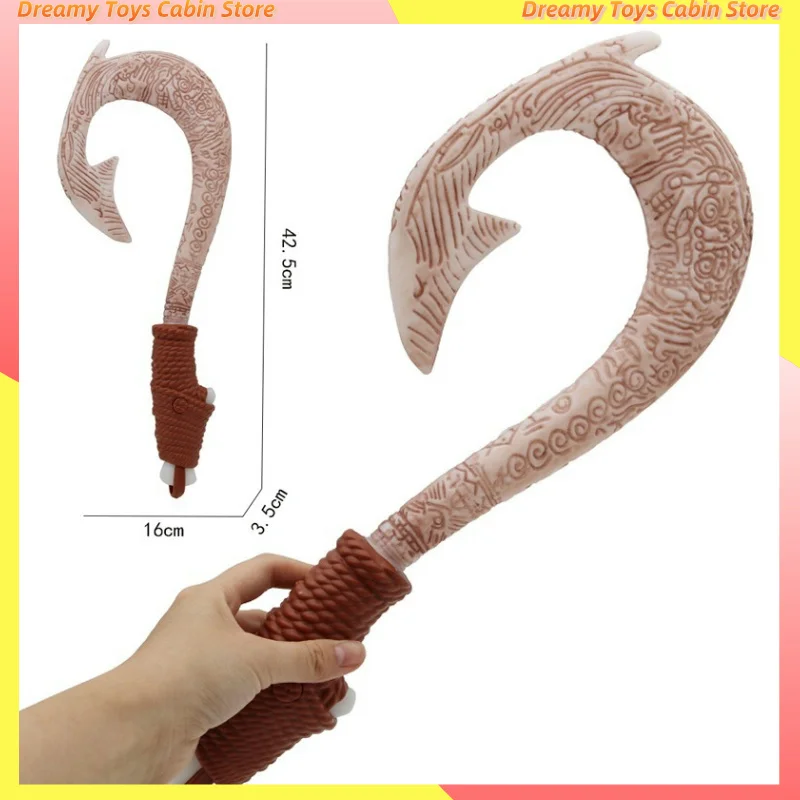 42cm Moana Cartoon Fish Hook Knife Anime Maui Tool Role Playing Practical Jokes Prop Emit Light And Sound Children Toys Gifts