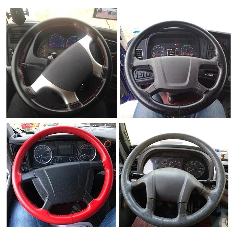 Car Steering Wheel Cover Leather For Truck Bus Van 42cm 45cm 47cm 50cm Steering Wheel Cover Anti Slip Breathable Accessories