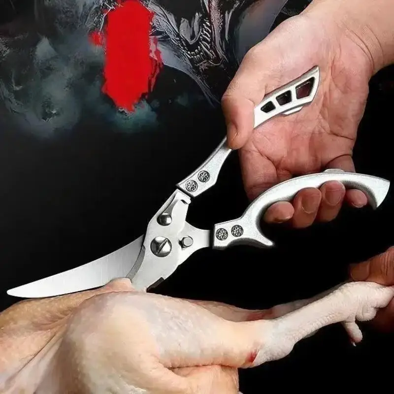 Professional Heavy Duty Kitchen Scissors with Stainless Steel Blades Versatile for Chicken and Meat Cutting