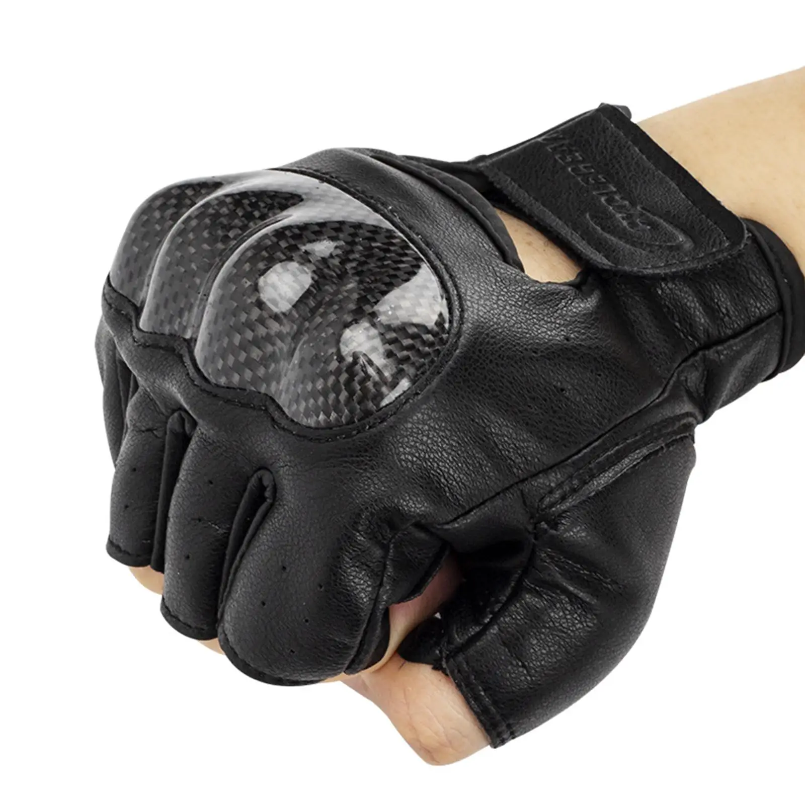 

Motorcycle Gloves, Half Finger PU Leather Anti Slip Hard for Workout Motorbike