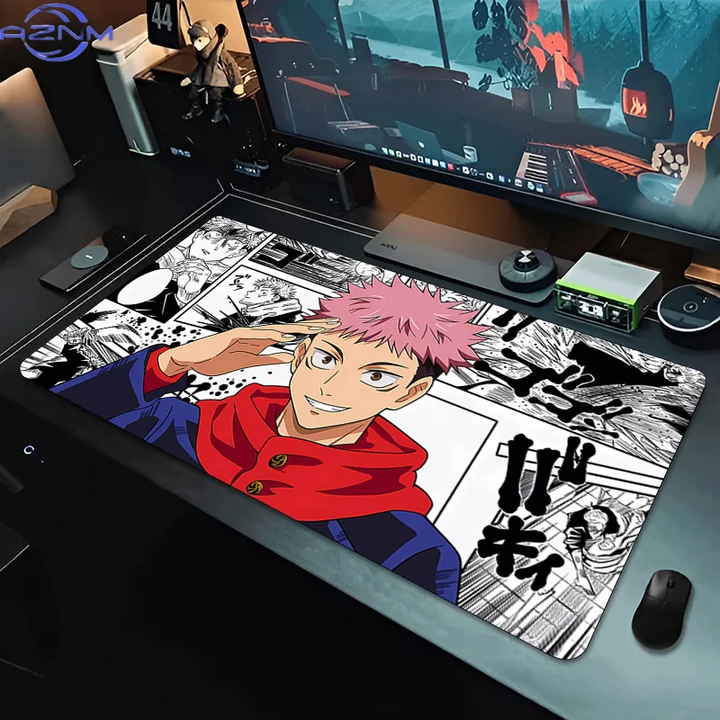 Oversized Mouse pad J-jujutsu Kaisen Sukuna Yuji Gamer Computer Desk Mat Gaming Keyboard pad Lockedge Japanese anime Mousepad