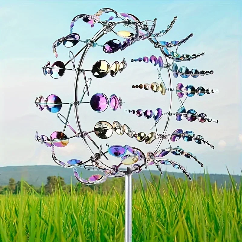 Enchanting Metal Windmill Spinner: Kinetic Garden Art for Magical Courtyard Decor