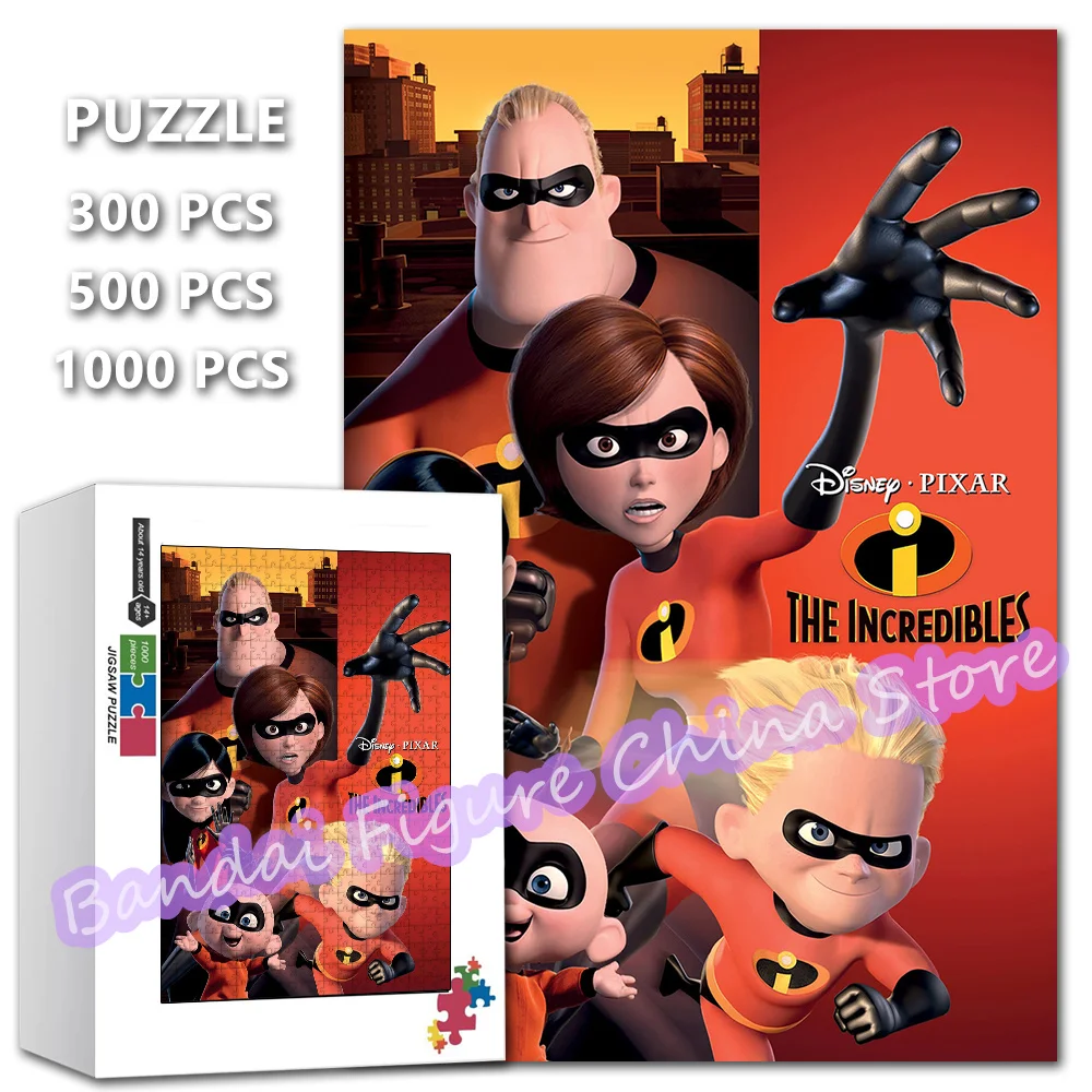 

Incredibles 2 Jigsaw Puzzles Disney Cartoon Superhero Family 300/500/1000 Pieces Puzzle for Kids Educational Game Toys Gifts