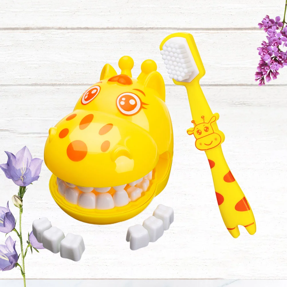 3PCS Lovely Giraffe Tooth Mold Toy Cartoon Giraffe Tooth Mold Toys House Toy Creative Tooth Mold Toy Puzzle Intera