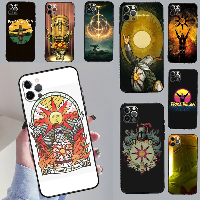 Funda trasera Praise the Sun Dark Souls para iPhone 13 Pro Max 16 15 11 12 14 Pro Max mini XR 15 16 Plus 16e