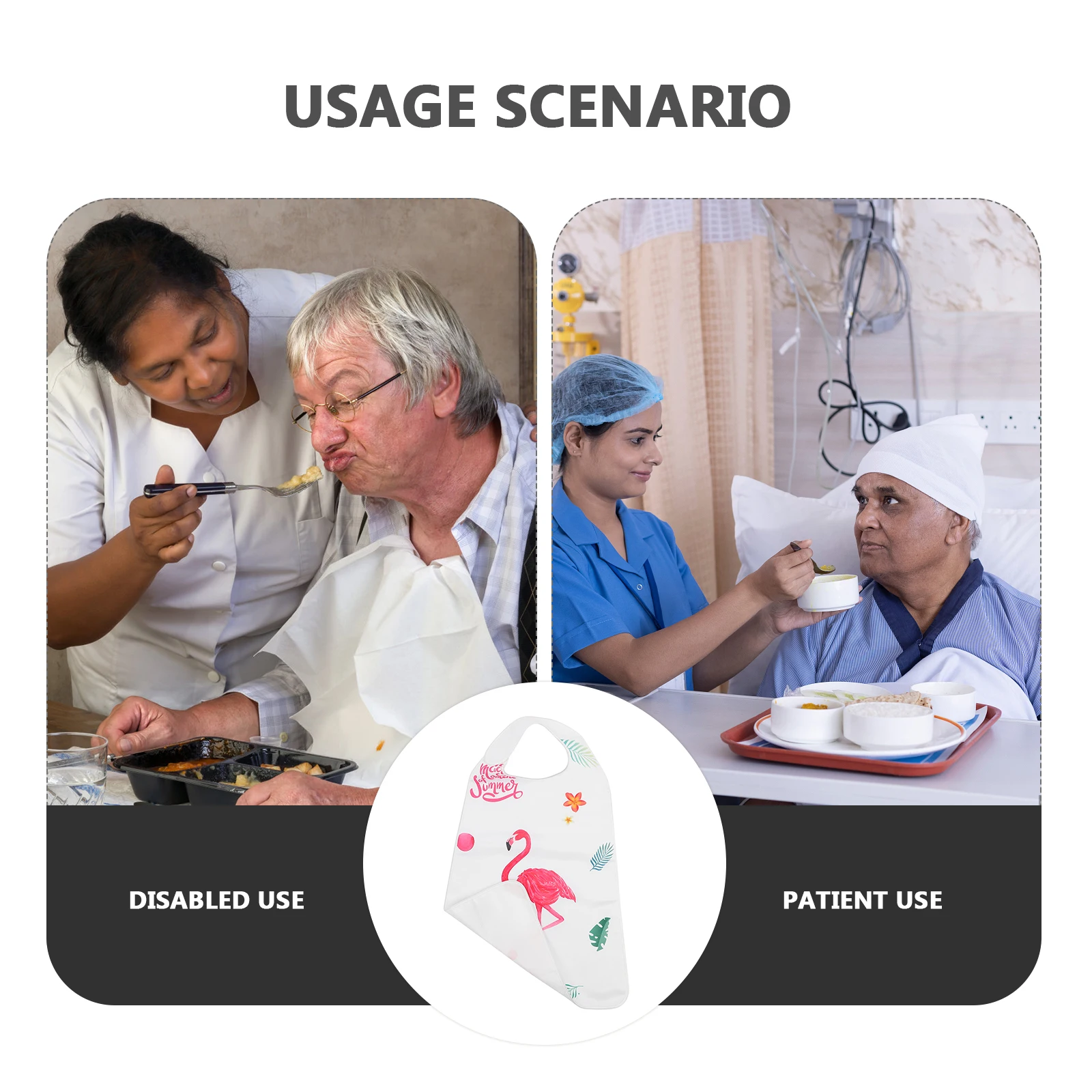 

1Pcs Adult Bib Reusable Waterproof Polyester Fabric Large Coverage Senior Eating Bib Comfortable Protector Adult Rice Apron