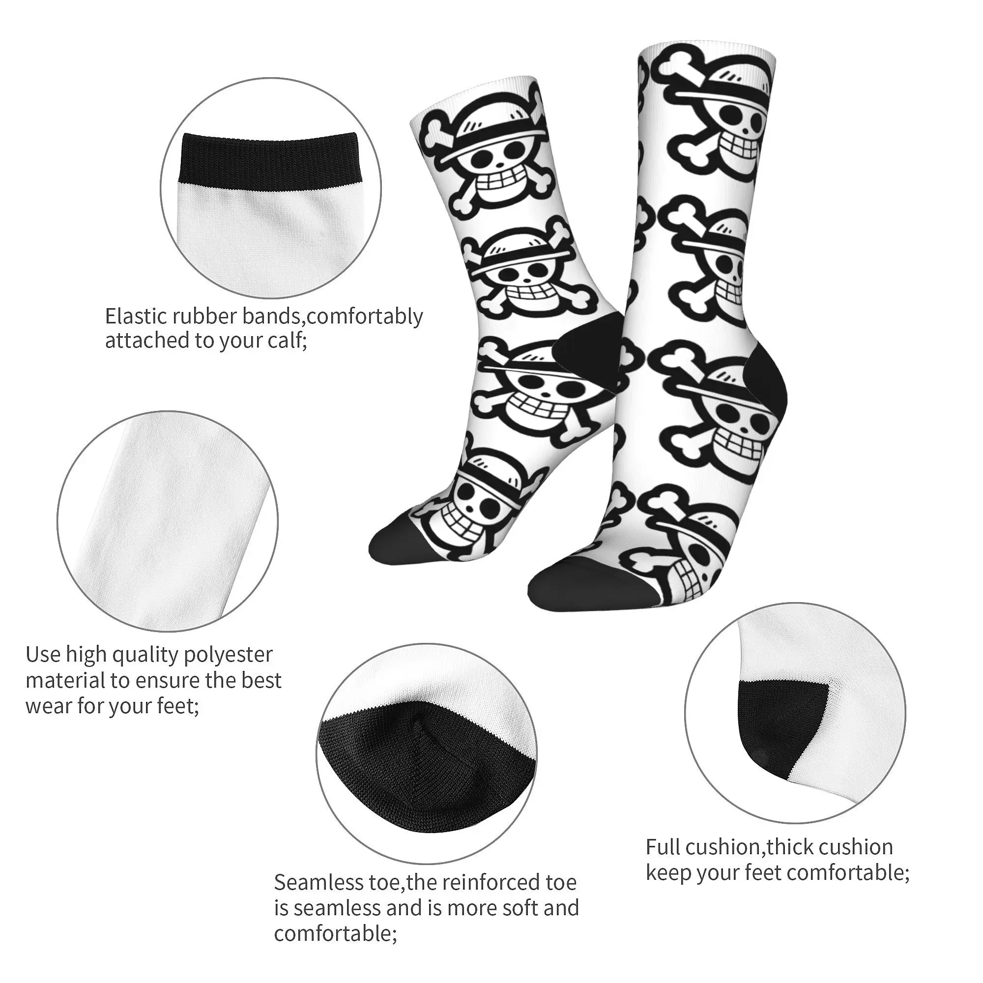 Men's Socks Harajuku The Pirate King Luffy Sock Polyester Monkey D Luffy Anime Sport Women's Stockings Summer Autumn Winter