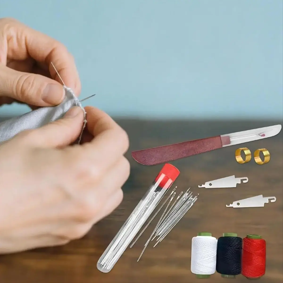 34Pcs Sewing Tool Set Big Eye Steel Needle Set Handmade Quilting & Sewing Needles Kit for DIY Sewing