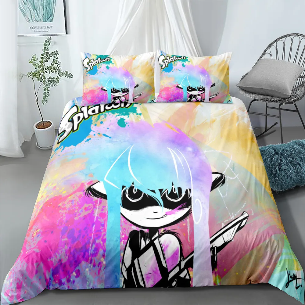 

Splatoon Bedding Set Cartoon Home Textiles For Kids Bed Set Comforter Cover Bedroom Set Queen Dinosaur Duvet Cover