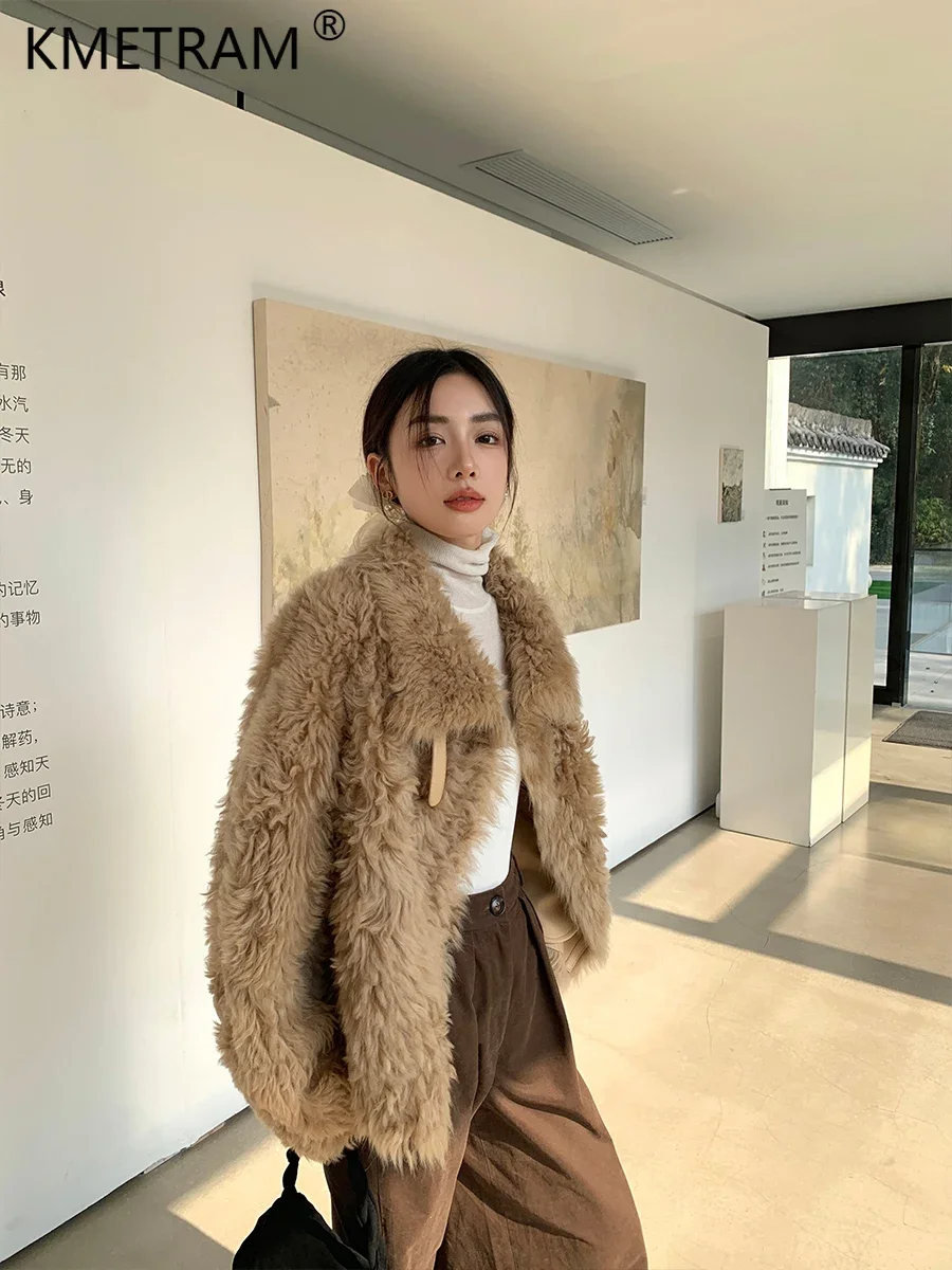 High-end Natural Lamb Leather Fur Jacket for Women 2024 New Fashion Autumn Winter Short Real Fur Coat Luxury Jaqueta Feminina