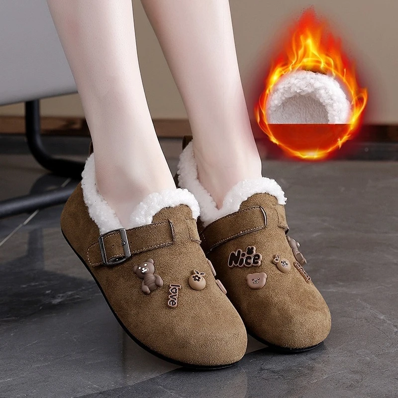 الشتاء المخملية المرأة الكرتون المتسكعون الدافئة ومريحة المنخفضة قطع الأحذية القطنية المألوف قدم واحدة حذاء كاجوال مسطح #3