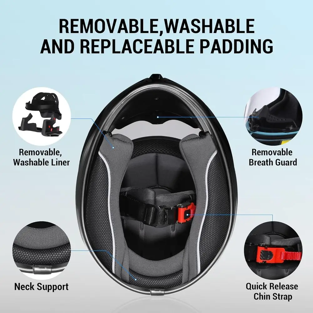 Lightweight Youth Full Face Motorcycle Helmet with Dual Visors, DOT Certified