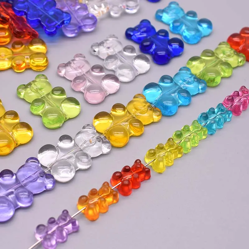 20x30mm Rainbow Color Cute Bear Acrylic beads for Jewelry Making Necklace Bracelet Earrings Bears Accessories Gift Vertical hole