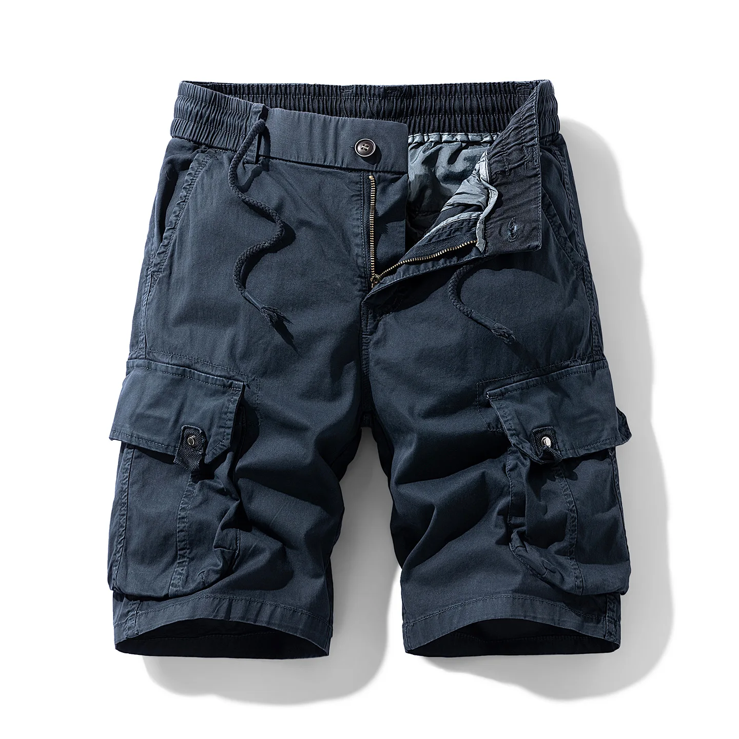 

Летние свободные повседневные модные шорты-карго с несколькими карманами, однотонные хлопковые прямые джоггеры, мужские дышащие шорты до колена