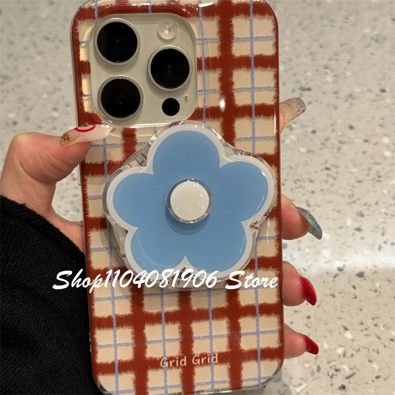 

Korean Cute Cartoon Rotate Flower Magnetic Holder Phone Griptok Grip Tok Stand Support For iPhone Magsafe Accessories Smart Tok