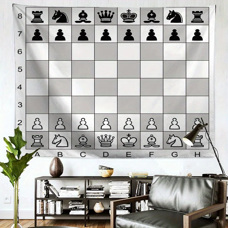2D Flat - - 1pc  Printing Chessboard Tapestry Large Decorative Wall Hanging For Living Room Bedroom And Study Featuring A Classi