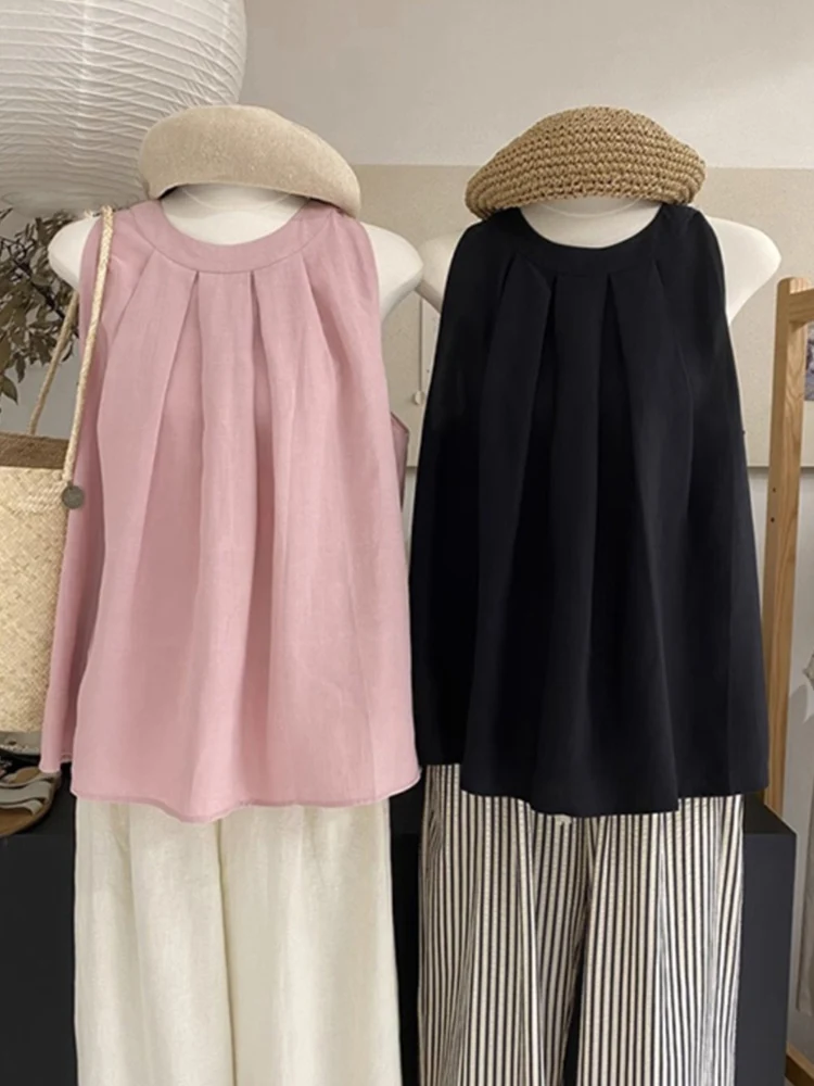 

Silk Svel round Ne Vest irt Women Summer Loose Cover up Slimming Doll irt Silk Top Pure Color Casual Wear