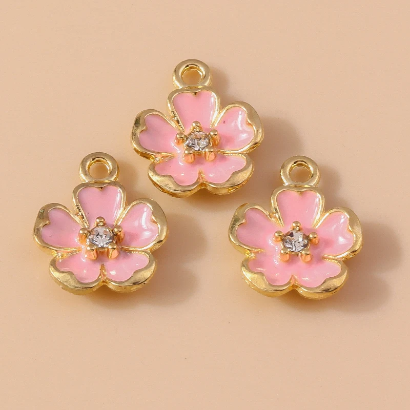 Duarte 20 Teile/los Nette Rosa Farbe Emaille Blume Charms Anhänger für Schmuck Machen DIY Ohrringe Halsketten Armbänder Zubehör – Detail 22