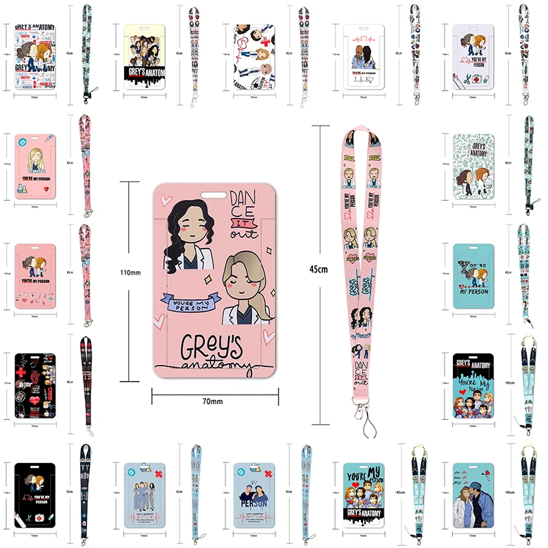 100 Styles Grey's Anatomy Credential Holder Keychains Neck Lanyard Pass Card Anime Credit Card Holder Keychain Straps Wholesale