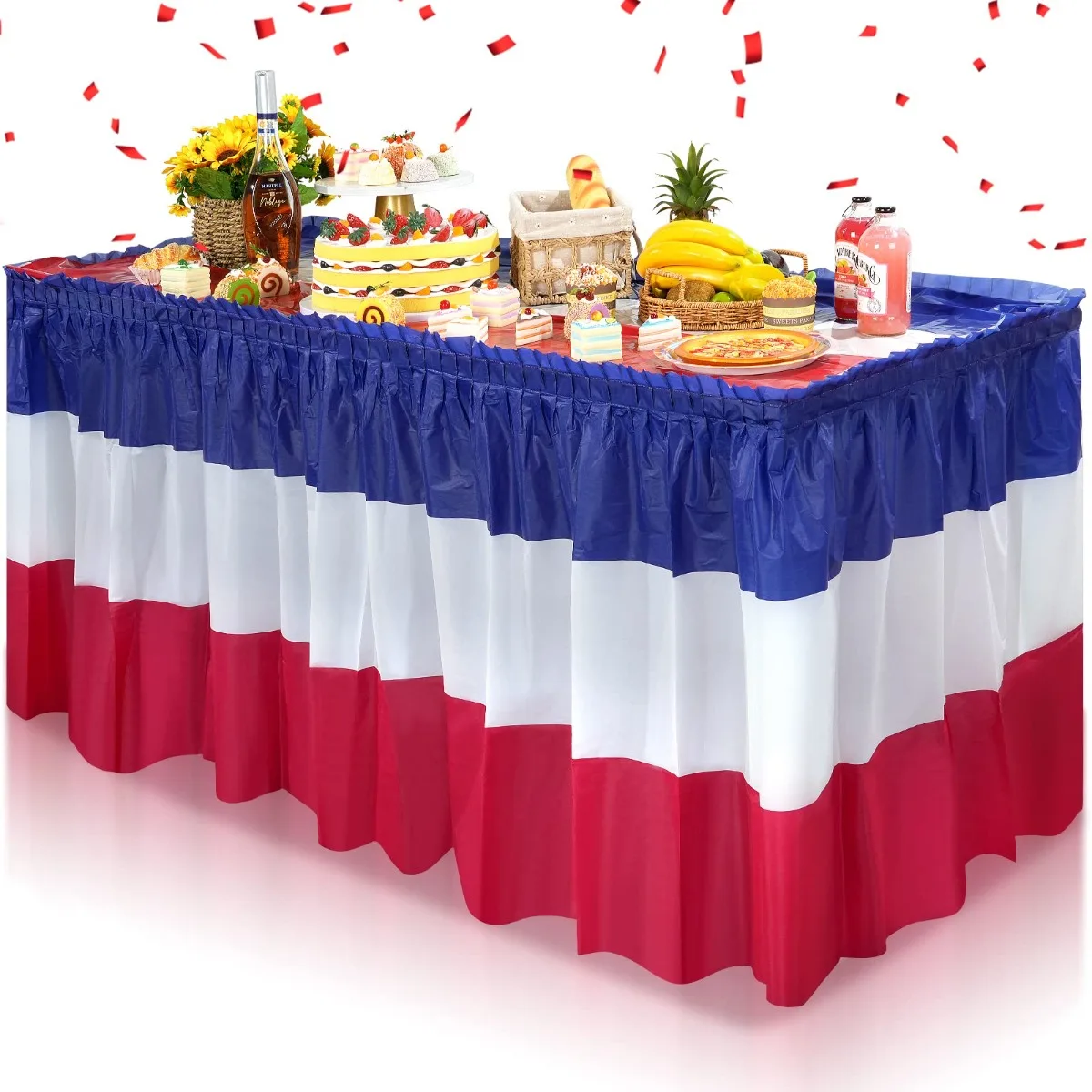 4th of July Decorations Red White and Blue Patriotic Table Skirt Table Decorations for Memorial Day Labor Day Veterans Day