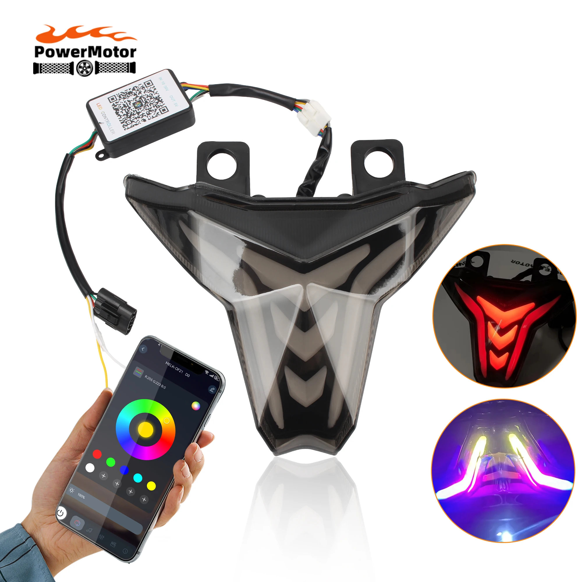 Luz trasera de motocicleta, señal de giro de freno, Control de aplicación integrado, lámpara RGB para Kawasaki Ninja 400 250 ZX 4R 4RR 6R Z1000 Refit