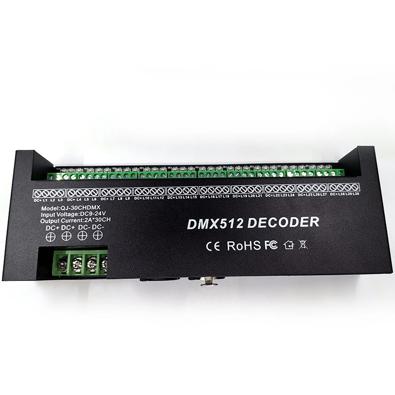 30 Channel RGB DMX512 Decoder LED Strip Controller 60A DMX Dimmer PWM Driver Input DC9-24V 30CH DMX Decoder Light Control