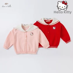 Hello Kitty Dave Bella Spring Autumn Baby Girls Cartoon Cardigan Kids Coat Children Girl Cute Knitted Sweater DB1220844