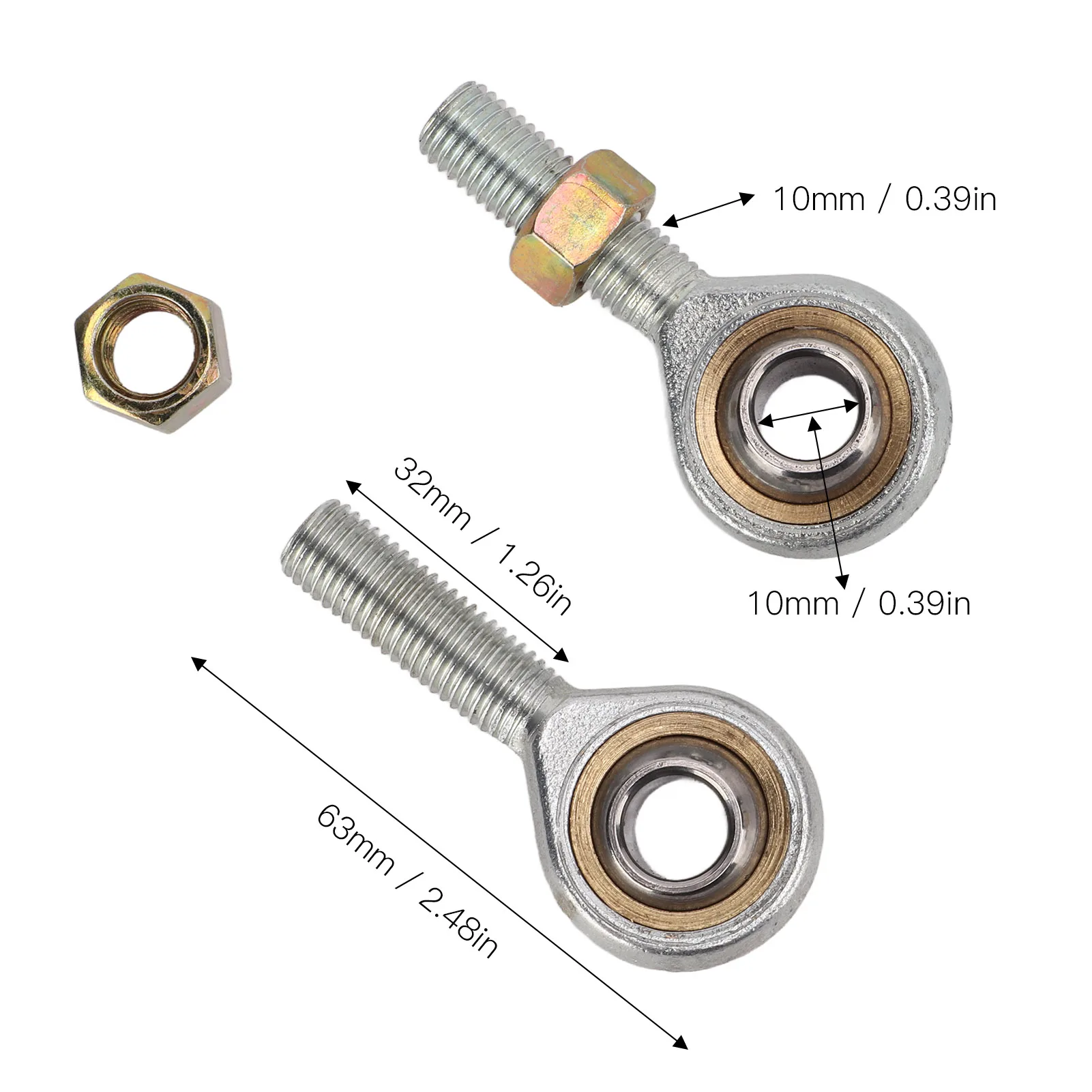 

ATV Right Rod End, 2Pcs Rod End Joint Bearing Left Right M10 Replacement for Modified ATV Four Wheel Quad Go Kart