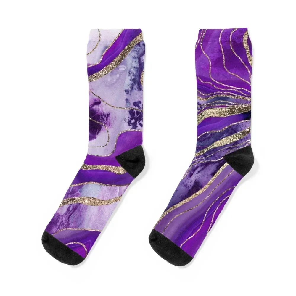 Liquid Marble Agate Glitter Glam #4 (Faux Glitter) #decor #art Socks professional running bright garter Socks Male Women's