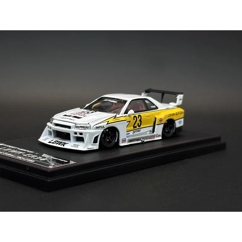 1:64 LBWK Skyline GTR ER34 Super Silhouette Lightning Opened Hood Diecast Diorama Car Model Collection Street Weapon