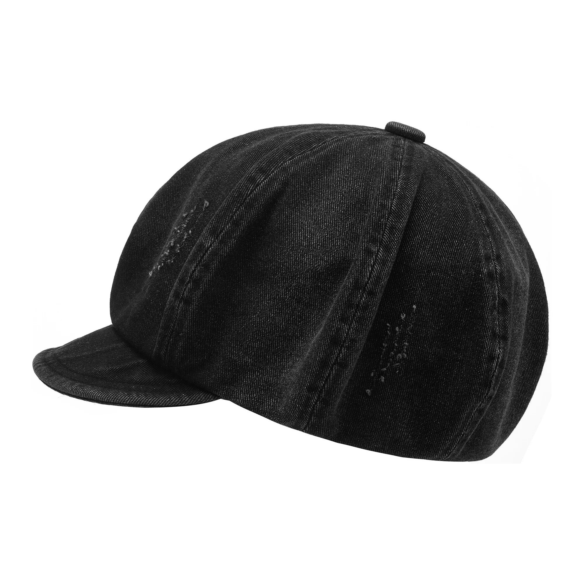 

Vintage Style Denim Newsboy Cap for Women with Distressed Finish and French Artist-Inspired Design