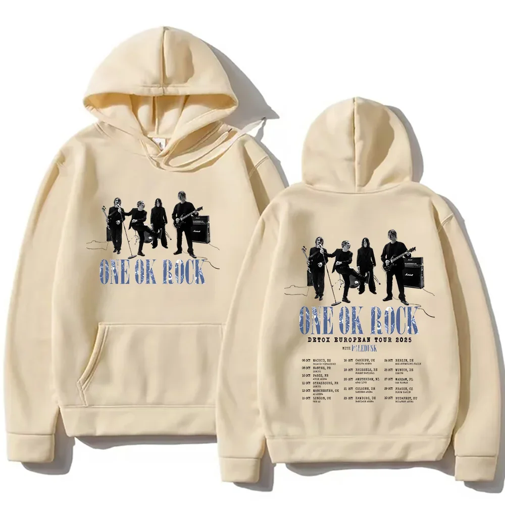 One Ok Rock Band Hip Hop Band هوديس ONE OK ROCK Detox Europban Tour بلوزات الخريف الرجال النساء الجانبين Funko Pop ملابس الشارع