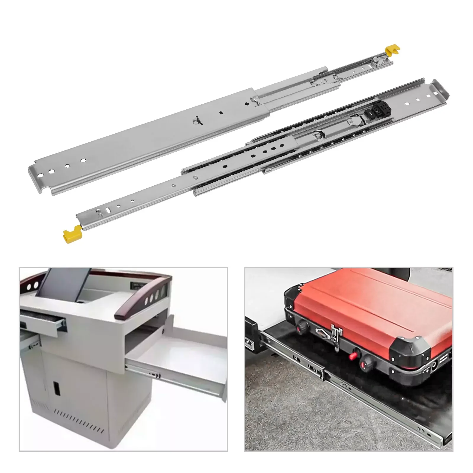 2pcs 60'' Pair Heavy Duty 500lbs Ball Bearing Drawer Runners Slide Runner with Lock  Drawer Slide