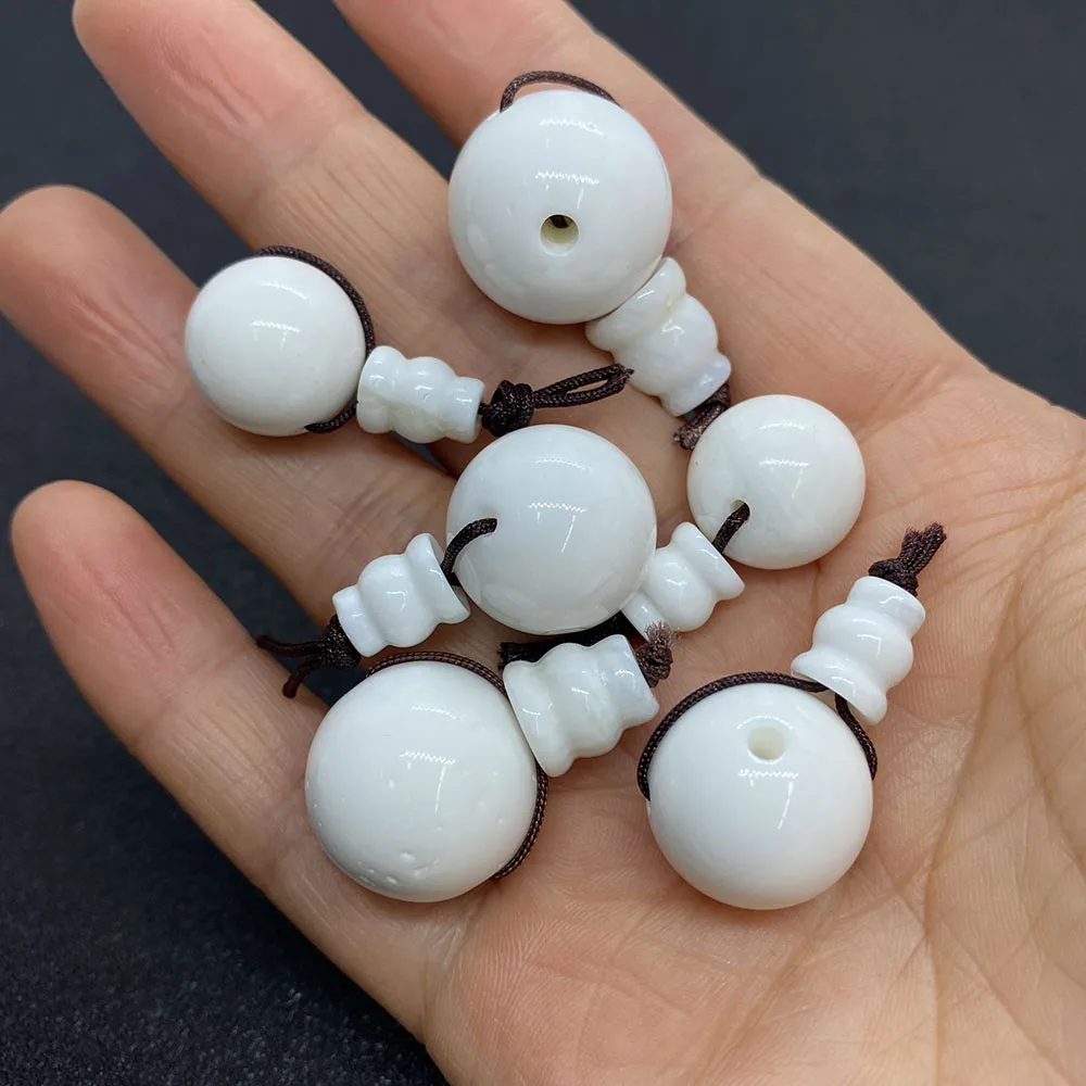 Natural Mother-pearl-shell Three-hole Guru Beads Round Shape 8/10/12/14/16/18mm White Color DIY for Making Necklace Bracelet