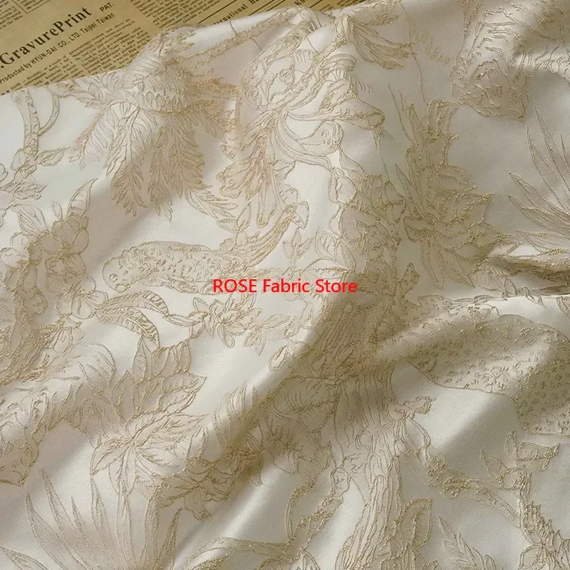 

1-метровая жаккардовая ткань в китайском стиле с цветами и птицами, женский жилет, куртка, платье, декоративная швейная ткань