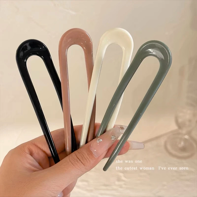 Fshion Creative U-Shaped Hair Fork New Hair Accessory Resin Hair Sticks Creative Design Hairpins Women Girls Party Gifts