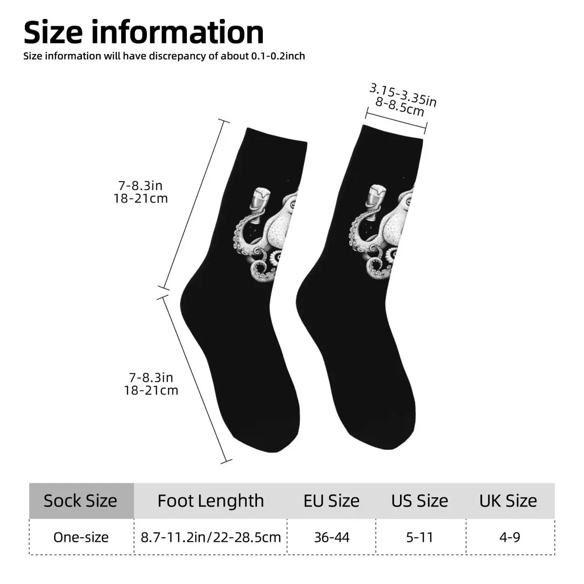 Hoptopus 맥주 마시는 문어 양말 하라주쿠 땀 흡수 스타킹 올 시즌 롱 양말 액세서리 크리스마스 선물