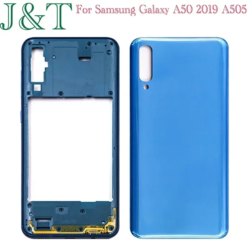 New For Samsung Galaxy A50 2019 A505 A505F Plastic Middle Frame Bezel A50 Battery Back Cover Rear Door Housing Case Replace