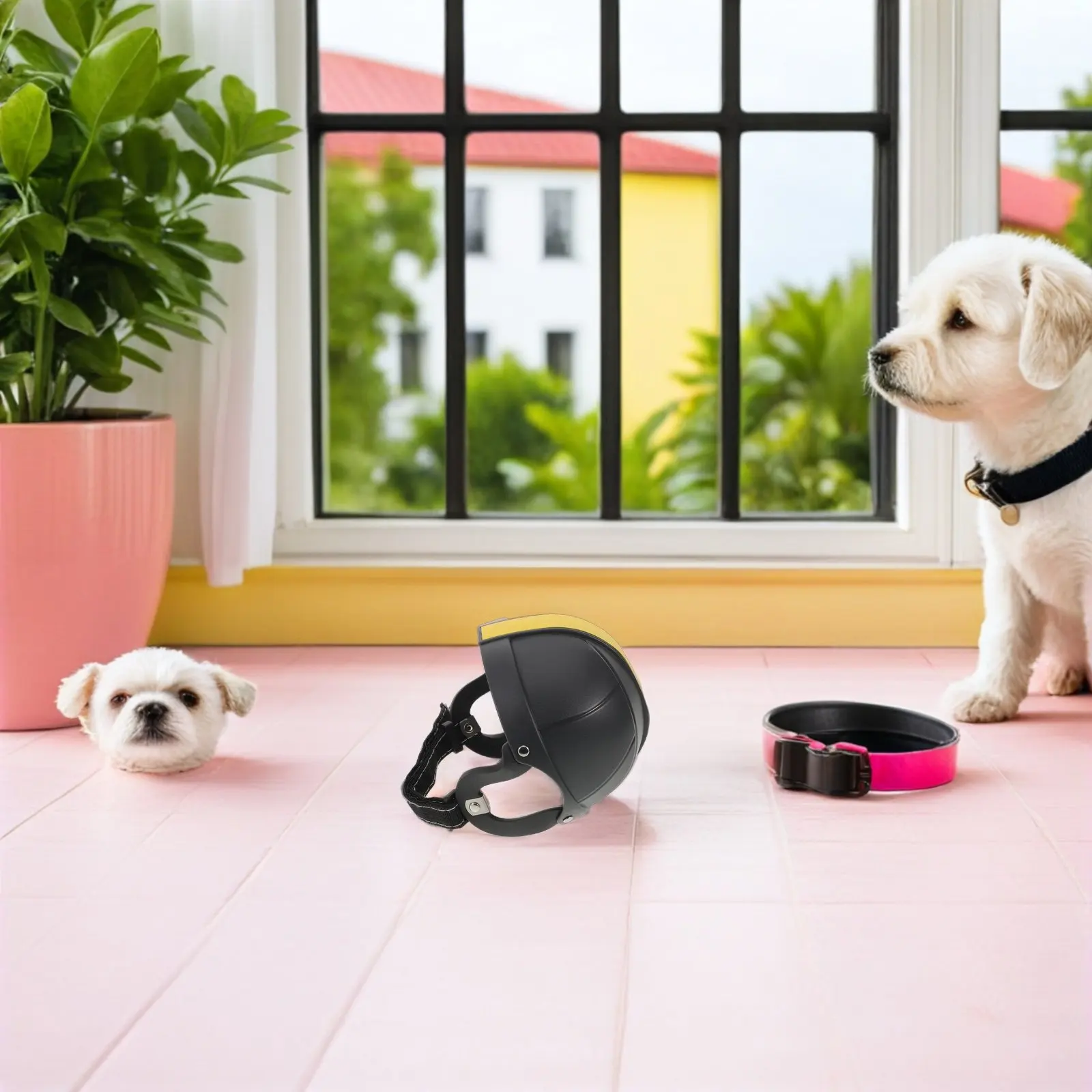 Dog for Riding Biking Outdoor Activities Adjustable Chin Strap Comfort Padding Ear Holes Rugby Style ABS Pet Safety Gear