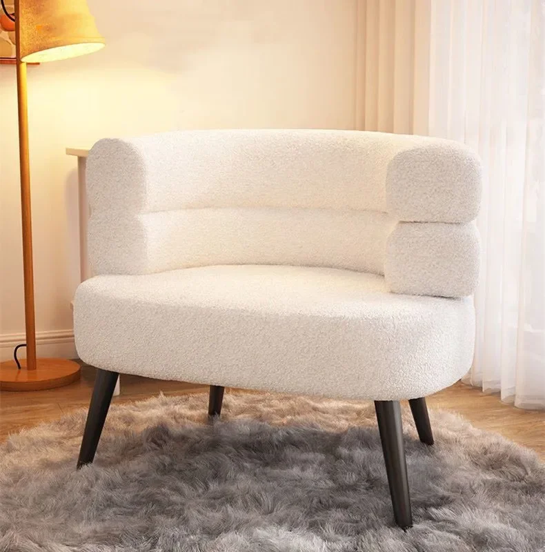 Nordic Light Luxury Lamb Fleece Lazy Sofa  Living Room Single Casual Back Bedroom Dresser Balcony Coffee Chair