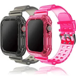 TPU Cover+Strap for Apple Watch Band 41mm 40mm 46mm 45mm 44m 42mm 49mm Clear Bracelets Shockproof iWatch 10 10 9 Ultra 8 7 6 5 4