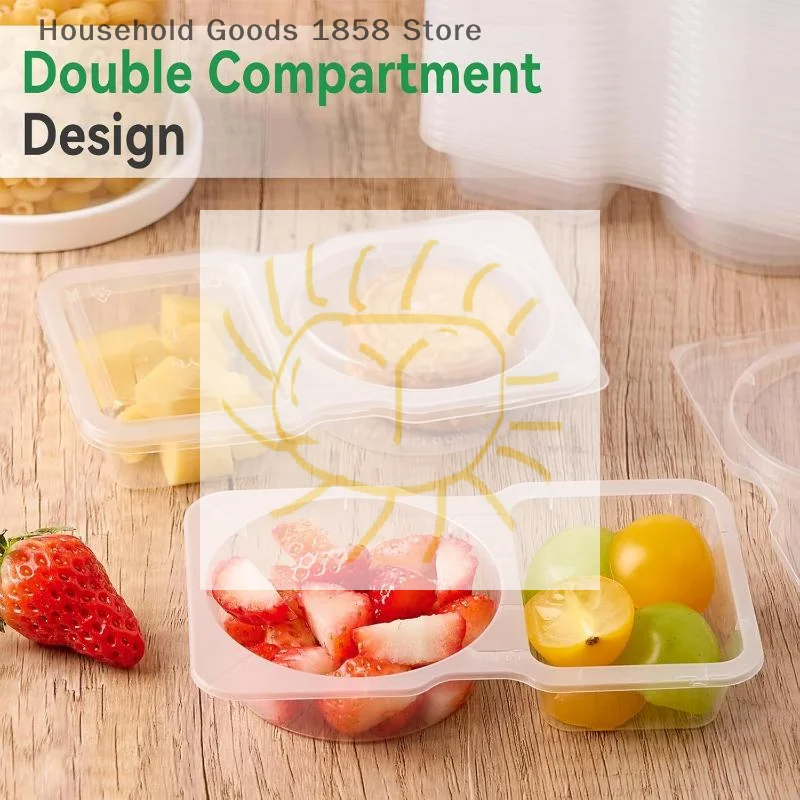 

5/10/15/20PCS Double Compartment Condiment Containers With Lids Portable Compartment Snack Boxes Suitable For Outdoor Picnics