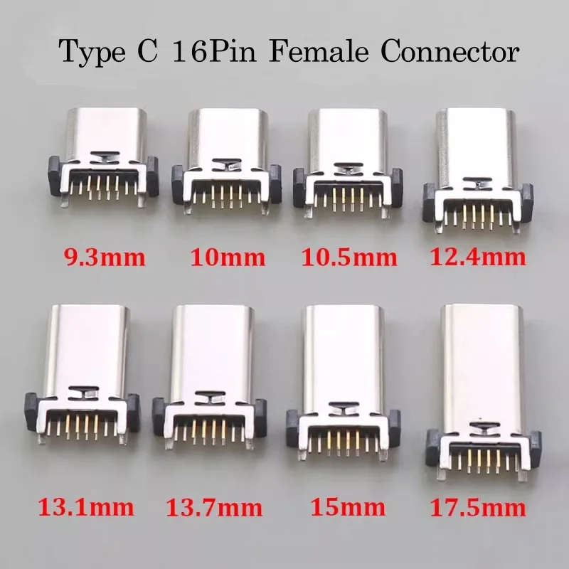 نوع C 16 دبوس أنثى لتقوم بها بنفسك إصلاح USB-C DIP نوع-C المقبس موصلات موصل أنثى جاك شحن ميناء مصلحة الارصاد الجوية SMT PCB لحام