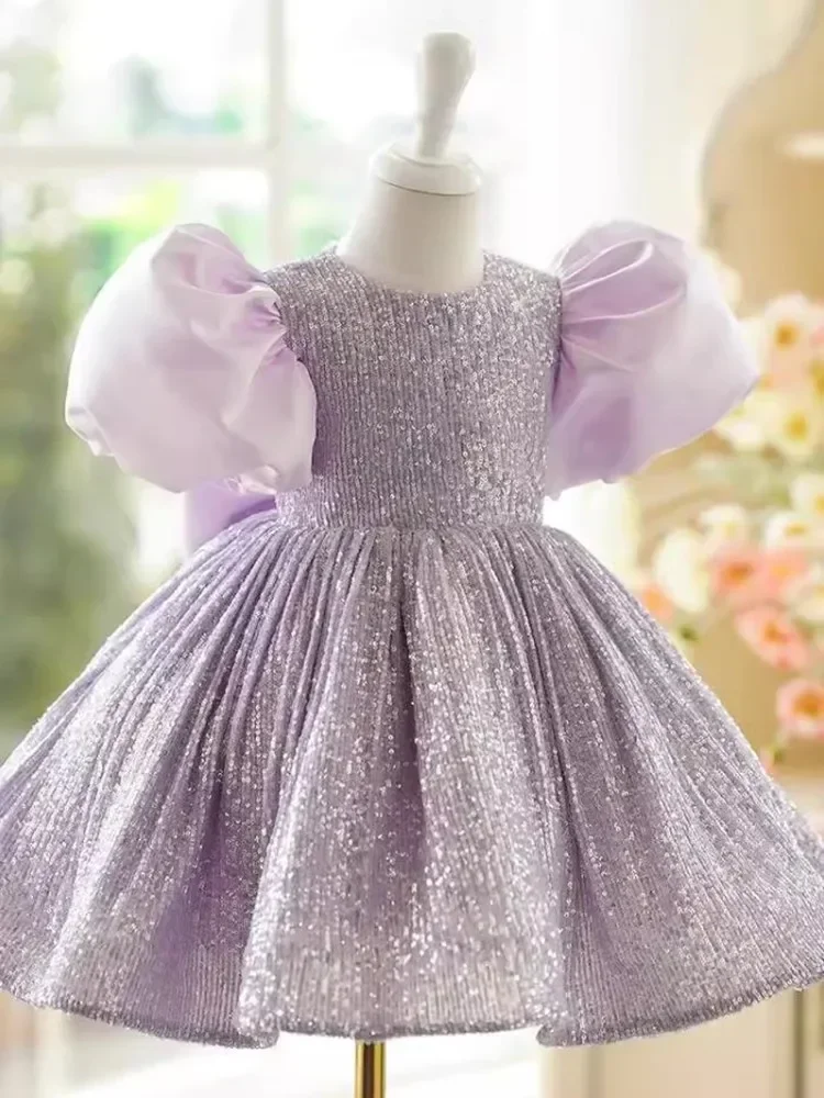 Vestido de baile con lentejuelas para niños, vestido de princesa para fiesta de cumpleaños y boda, vestido de primera comunión A3707