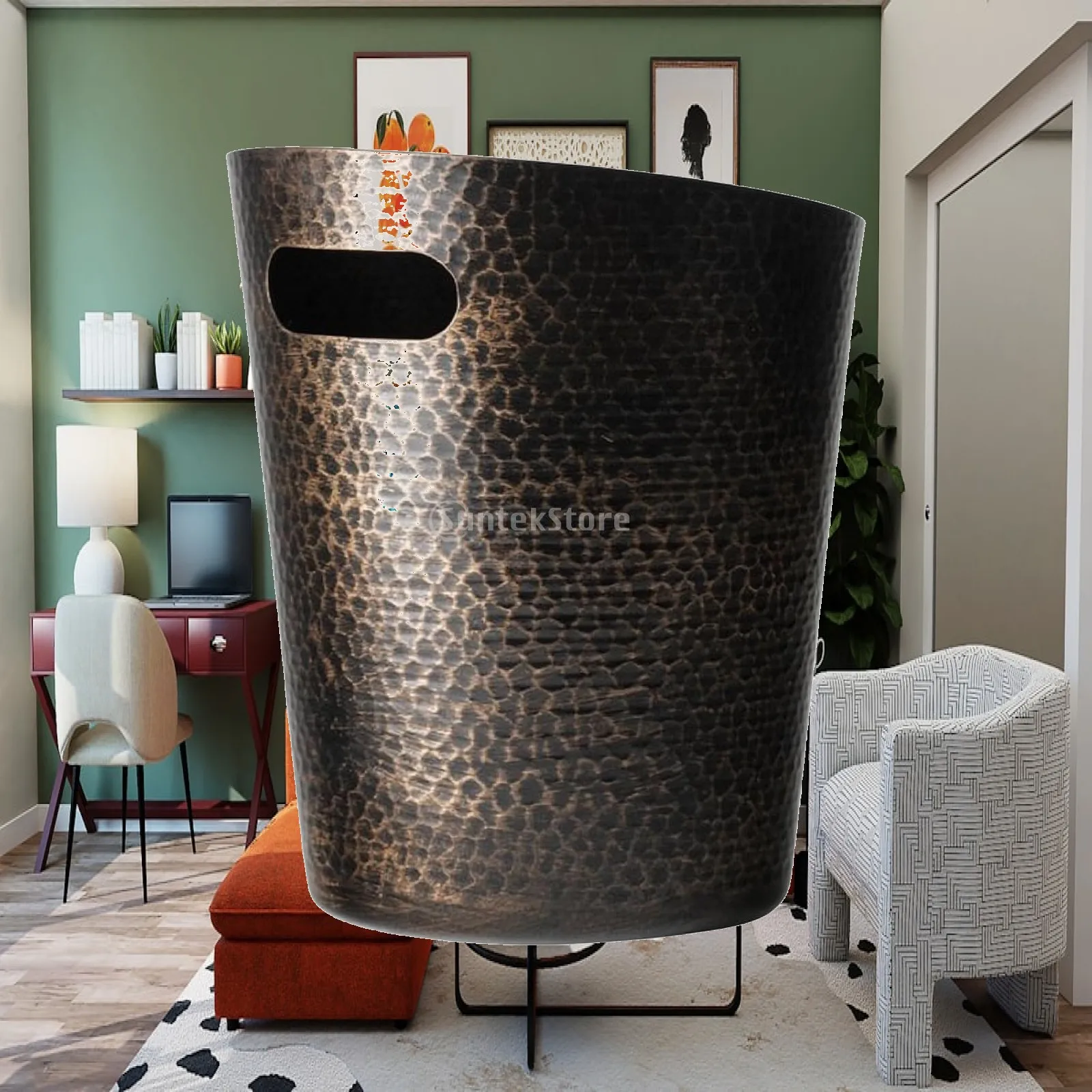 Hammered Metal Ice Tub for Champagne Wine Chilling with Flared Rim Tapered Design