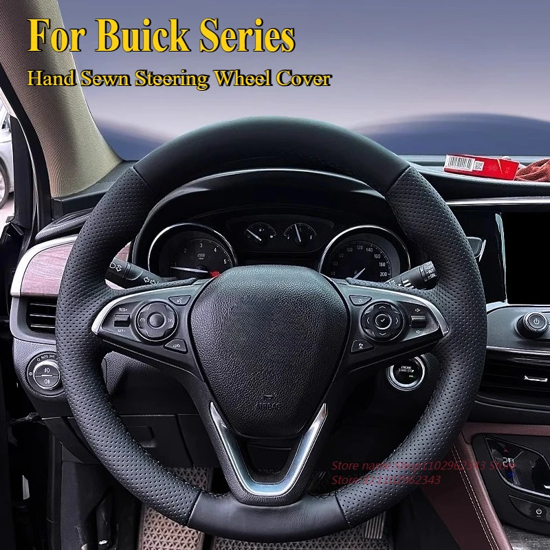 

Hand Sewn Anti Slip Steering Wheel Cover For Buick Envision Plus Verano Pro Regal GL8 LaCrosse E5 2024 Car Interior Accessories